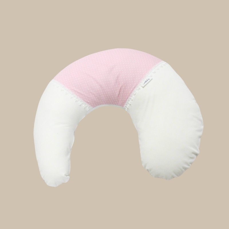 Almohada de Lactancia blanca con detalle rosa