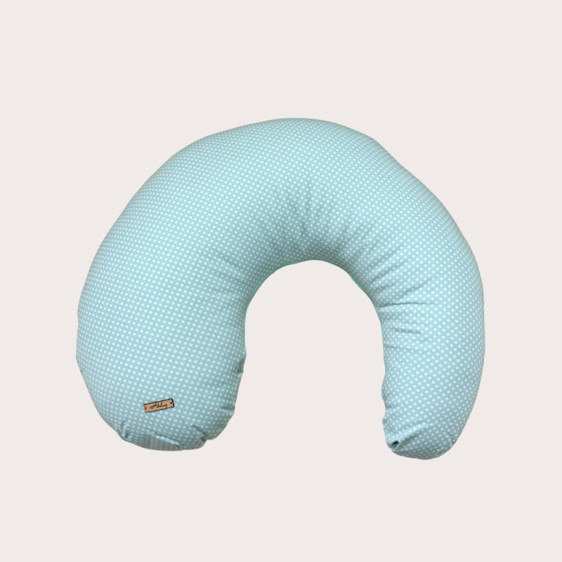 Almohada de Lactancia celeste con puntos blancos